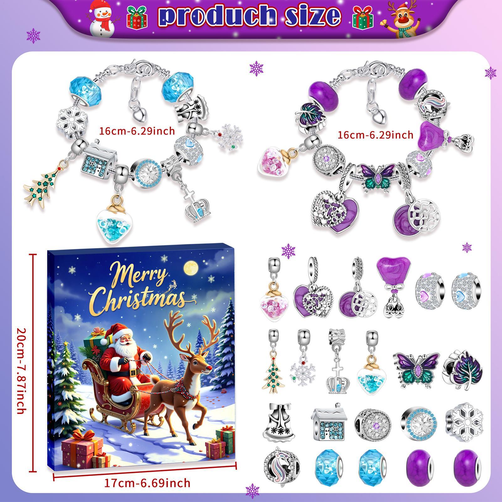 Jewelry Making Advent Calendar - 24日間クリスマスカウントダウンアドベントカレンダーギフトボックス2025クリスマスジュエリー製作キットジュエリーチャームクラフトキット