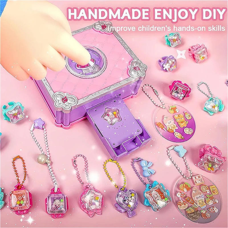 Jewelry Making Kits For Girls - 3Dステッカーメーカーキット DIYジュエリー製作マシン アート＆クラフト キッズトイ プリンセスペンダントキーホルダーリング ビーズ付き