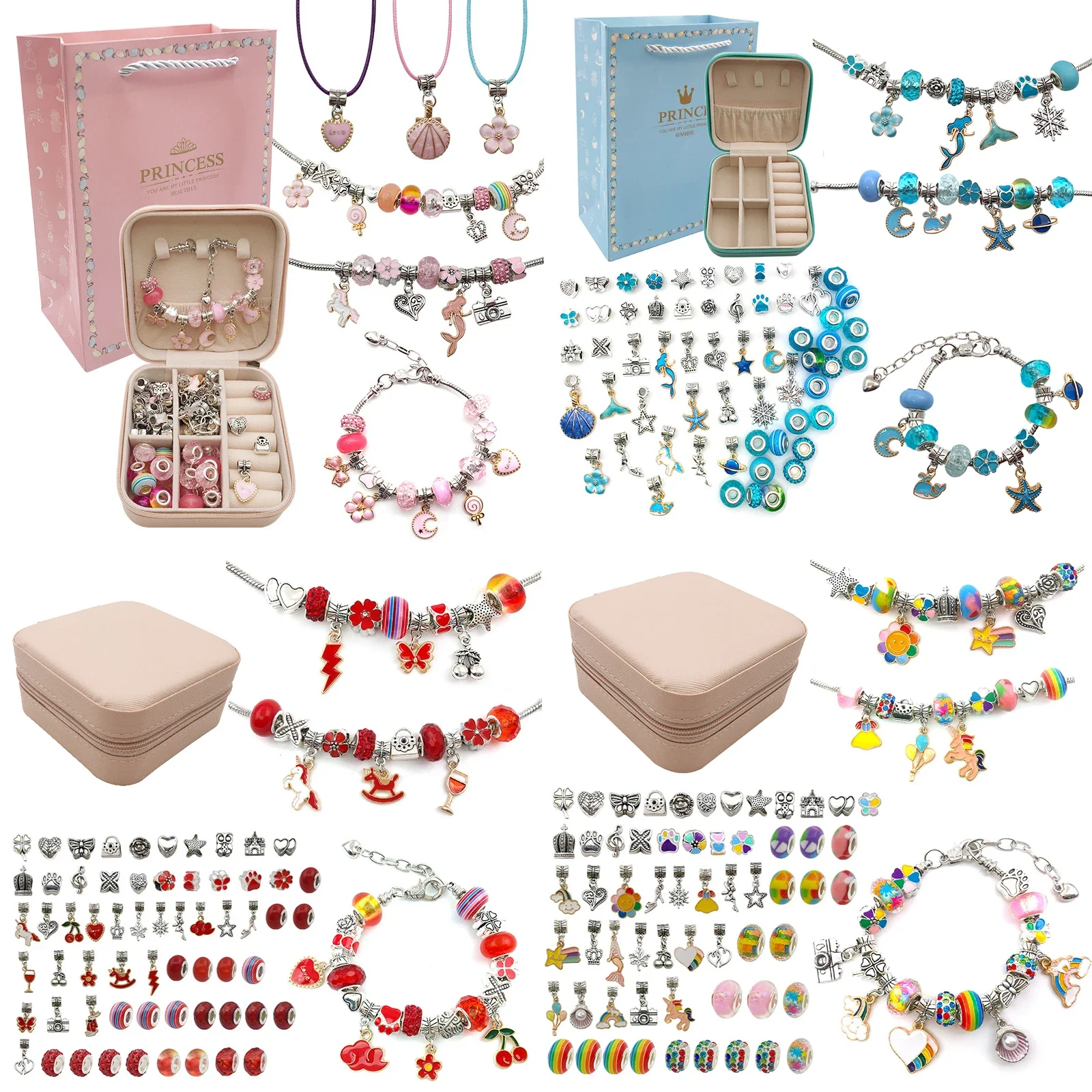 Jewelry Making Kits For Girls - 女の子のためのブレスレットを作るためのキット,ジュエリー作り,日曜大工,誕生日とクリスマスのギフトボックス,66個,6〜12個