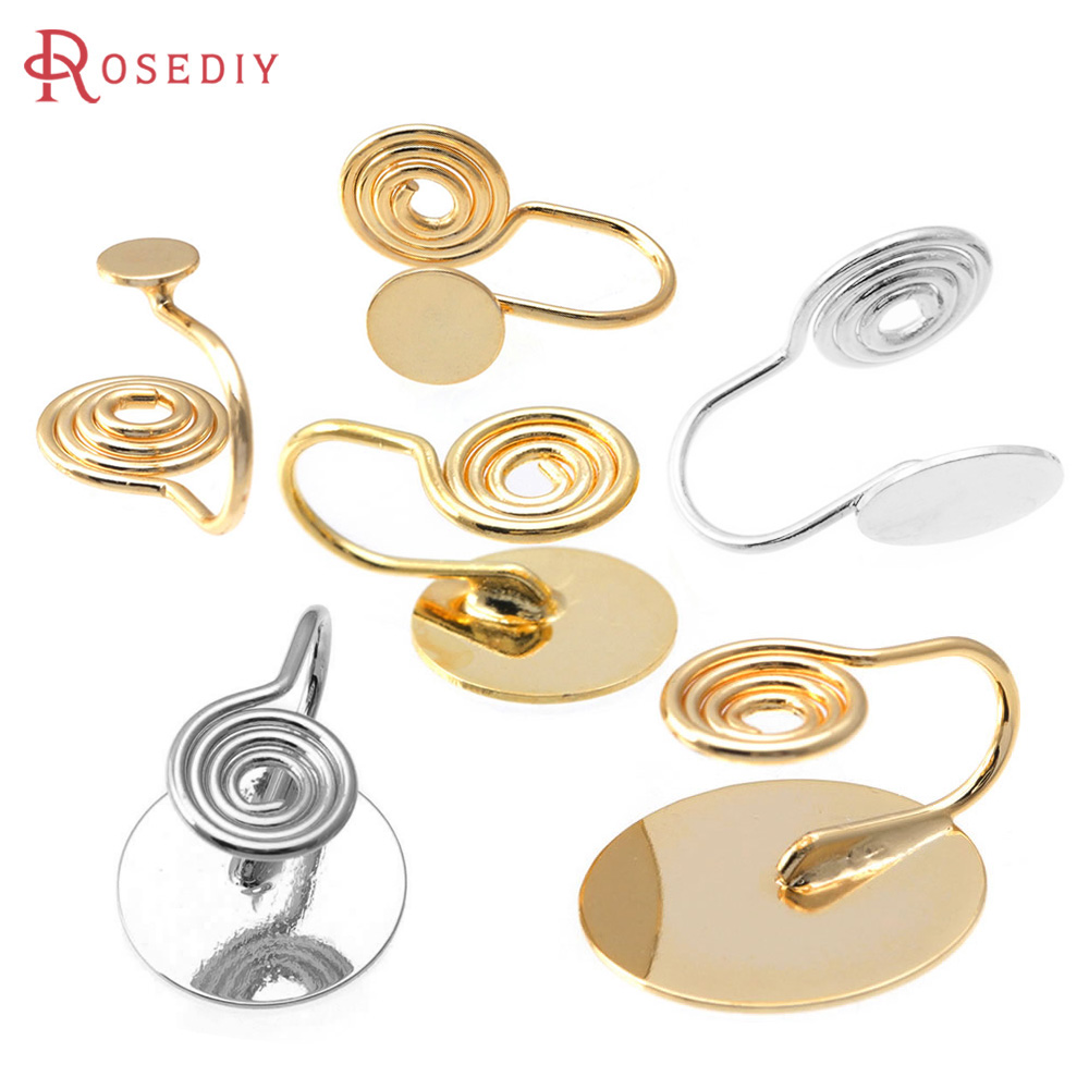 Jewelry Making Tray - 4MM〜14MM 18Kゴールドカラー真鍮製トレイ付きベゼルセッティングイヤリングクリップ 高品質DIY女性用イヤリングジュエリーメイキング