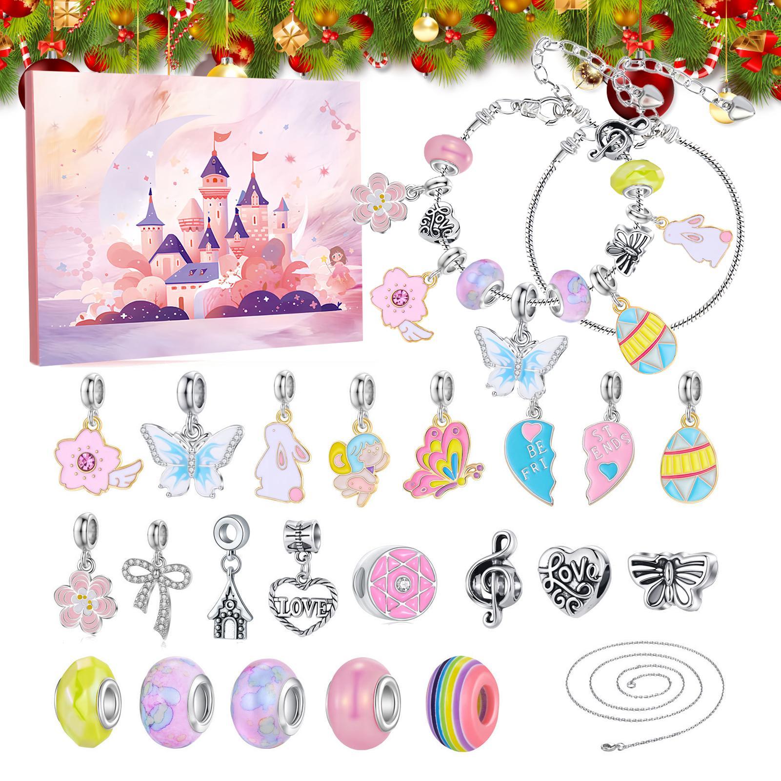 Jewelry Making Advent Calendar - ジュエリーアドベントカレンダー 2025 24日間 DIY ブレスレット作成キット クリスマスカウントダウンクラフトセット