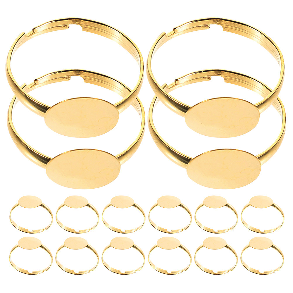Ring Blank Adjustable - 50個入り ブランクリングベース フラットラウンドパッドリングベース ジュエリー製作用 調整可能なDIYウェディングバンドブランク ジュエリーDIYプロジェクト用