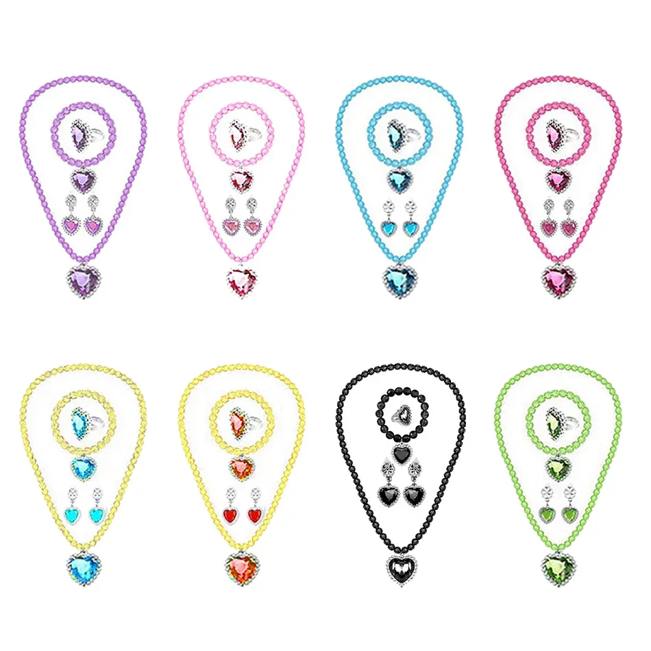 Jewelry Making Kits For Girls - 子供用ビーズネックレスとブレスレットのセット,エルザ,ソフィア,ベル,プリンセスアクセサリー,ジュエリーの洗練,リング,イヤリング,女の子,5個