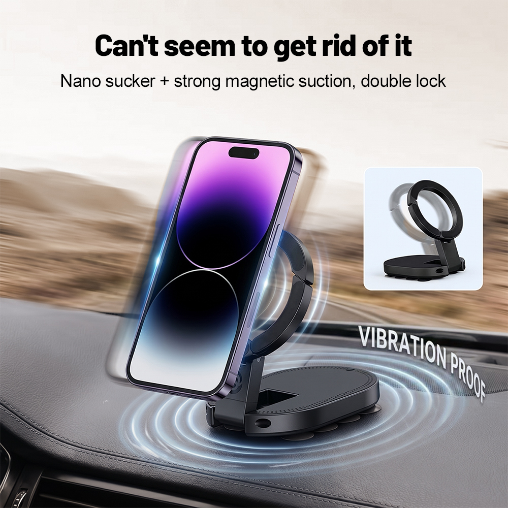 Ring Blank Adjustable - 360 ° 回転式3-in-1吸盤式マグネット携帯ホルダー 多角度調整可能 折りたたみ式マグネット携帯スタンド デスクトップブラケット