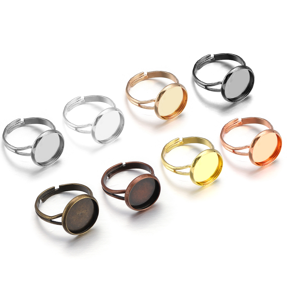 Ring Blank Adjustable - 10 ピース/ロット調整可能なブランクリングベースフィット径 8-25 ミリメートルガラスカボションカメオ設定トレイ Diy ジュエリー作成リングアクセサリー