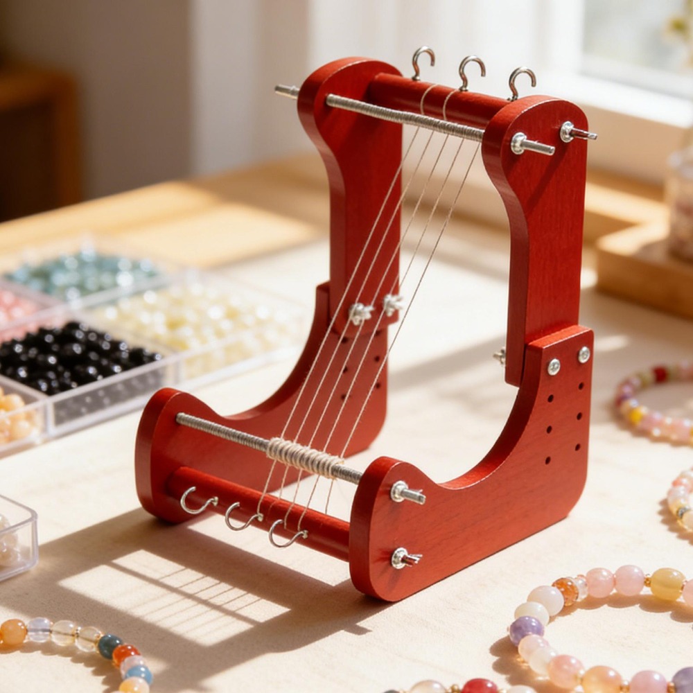 Jewelry Making Beads - 木製ビーズ織り機キット、長さ調節可能、デスクトップ織りツール、DIYブレスレットネックレスジュエリー製作クラフト用品（大人向け）