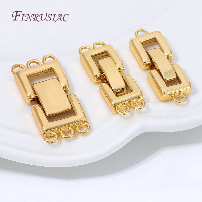 Jewelry Making Beads - 18K金メッキマルチストランドクラスプコネクター長方形レイヤードパールブレスレットクラスプマルチループDIYジュエリー製作アクセサリー