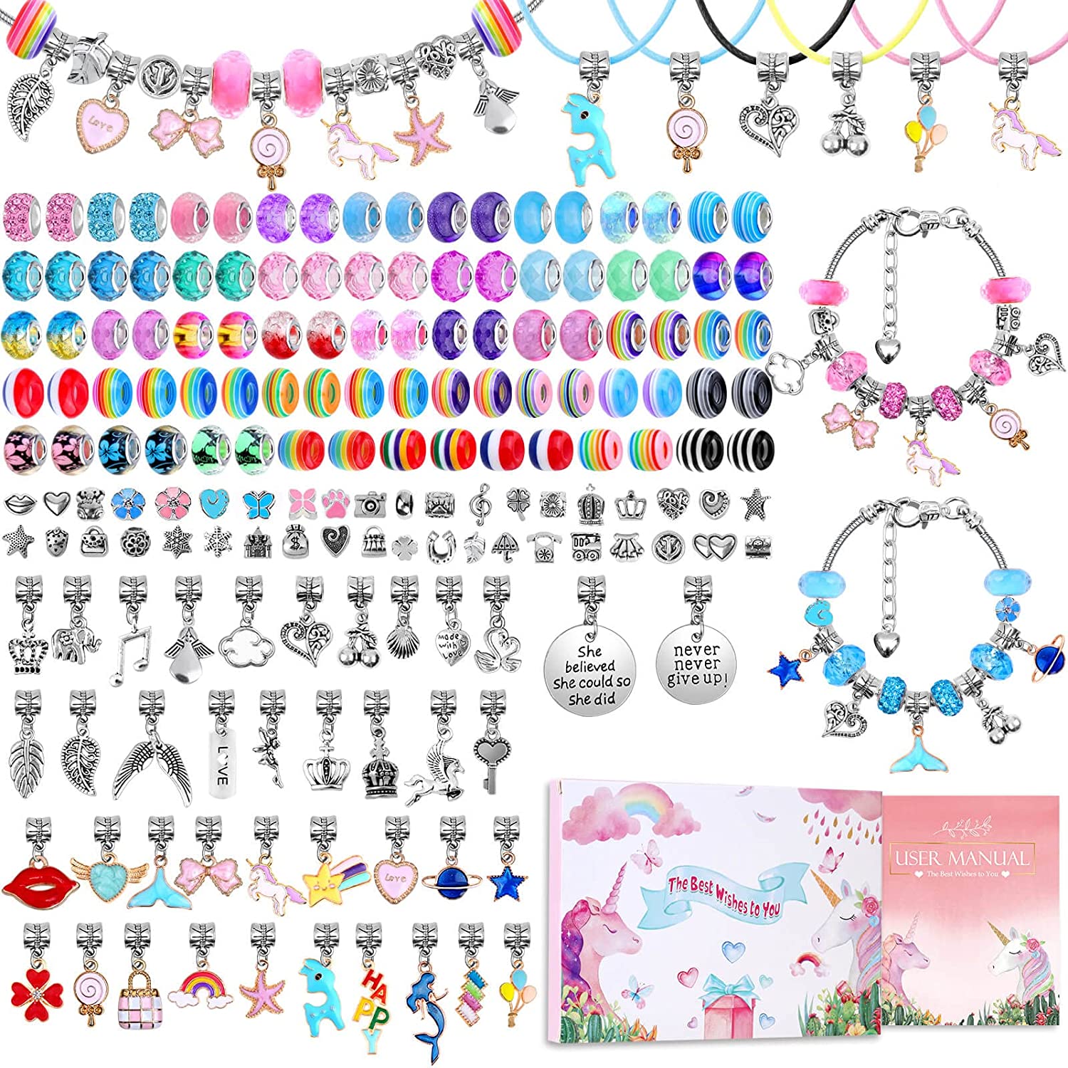 Jewelry Making Kits For Girls - ブレスレットを作るためのアクセサリー,ユニコーンジュエリーを作るためのキット,手作り,10代の女の子へのギフト