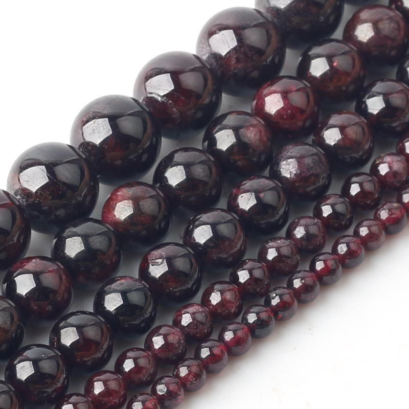 Jewelry Making Materials Wholesale - 卸売ファイン AAA + 天然ガーネットラウンドストーンビーズジュエリー作成 DIY ブレスレットネックレス素材