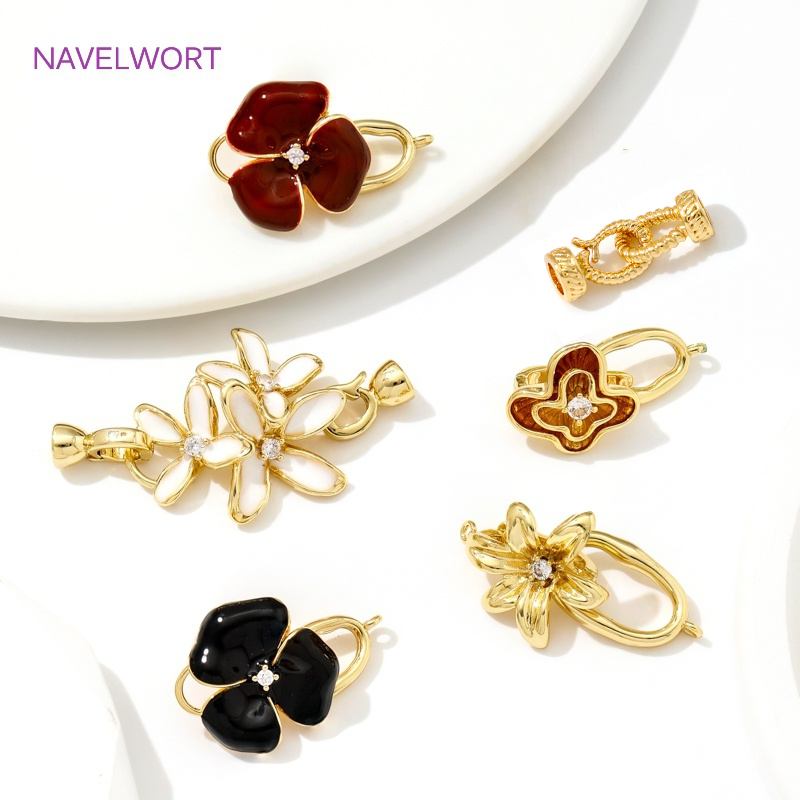 Jewelry Making Beads - 18K金メッキ真鍮ビーズクラスプ,さまざまなスタイル,コネクタ,アクセサリー,ジュエリー用ファスナー,日曜大工のジュエリー製造用品