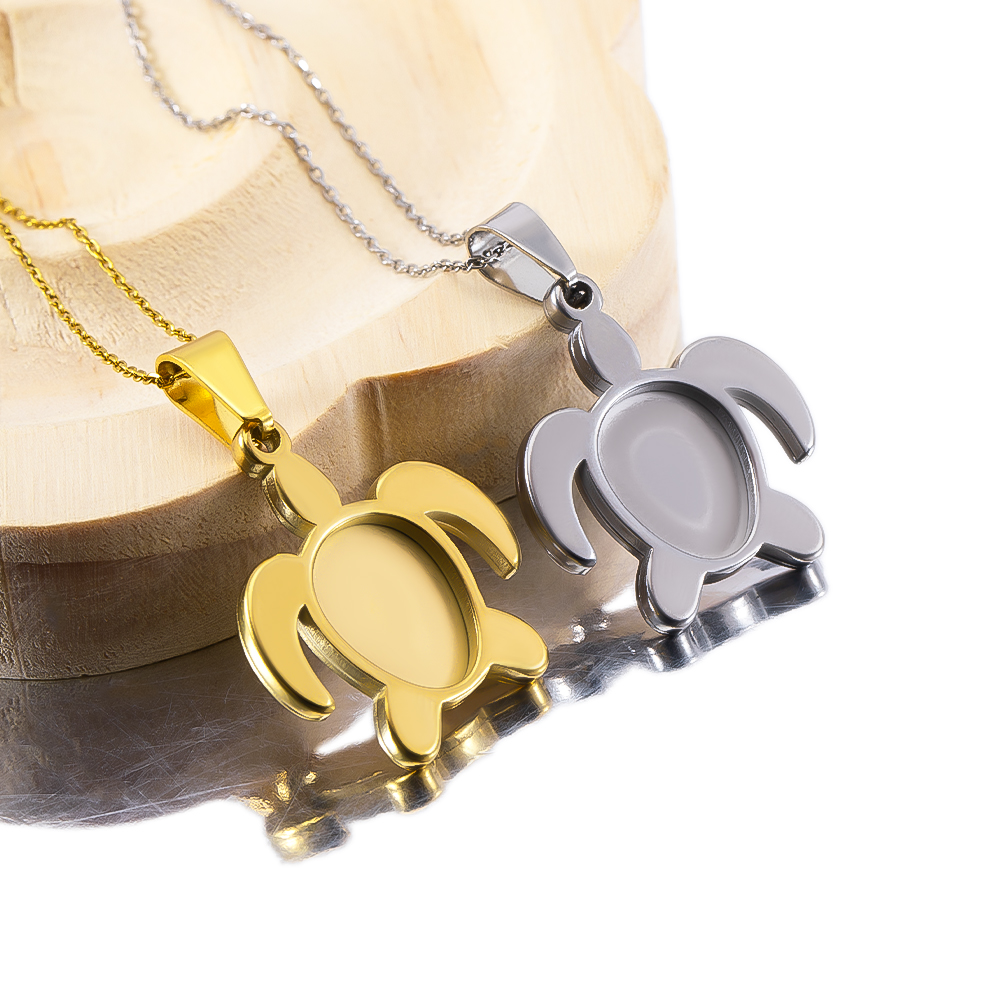 Jewelry Making Tray - 1個/5個 ステンレス製 金メッキ タートル カボション ベース