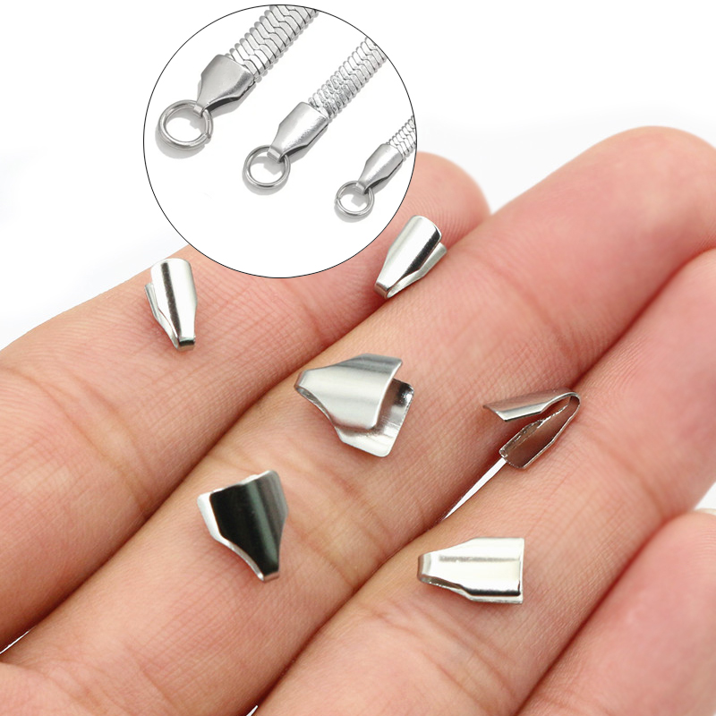 100個ステンレス鋼2-7mmフラットコード圧着エンドビーズ - Jewelry Making Beads のレビューと価格
