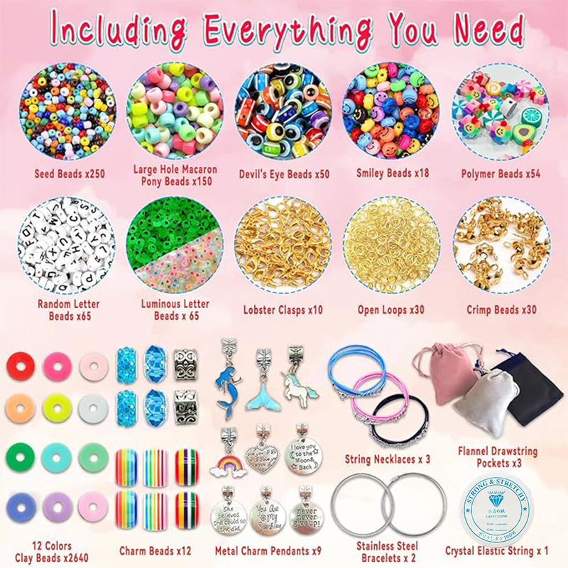 女の子のための友情ブレスレット作りキット,ビーズチャーム,ジ - Jewelry Making Kits For Girls のレビューと価格