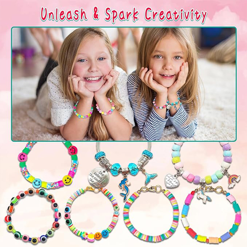 女の子のための友情ブレスレット作りキット,ビーズチャーム,ジ - Jewelry Making Kits For Girls のレビューと価格