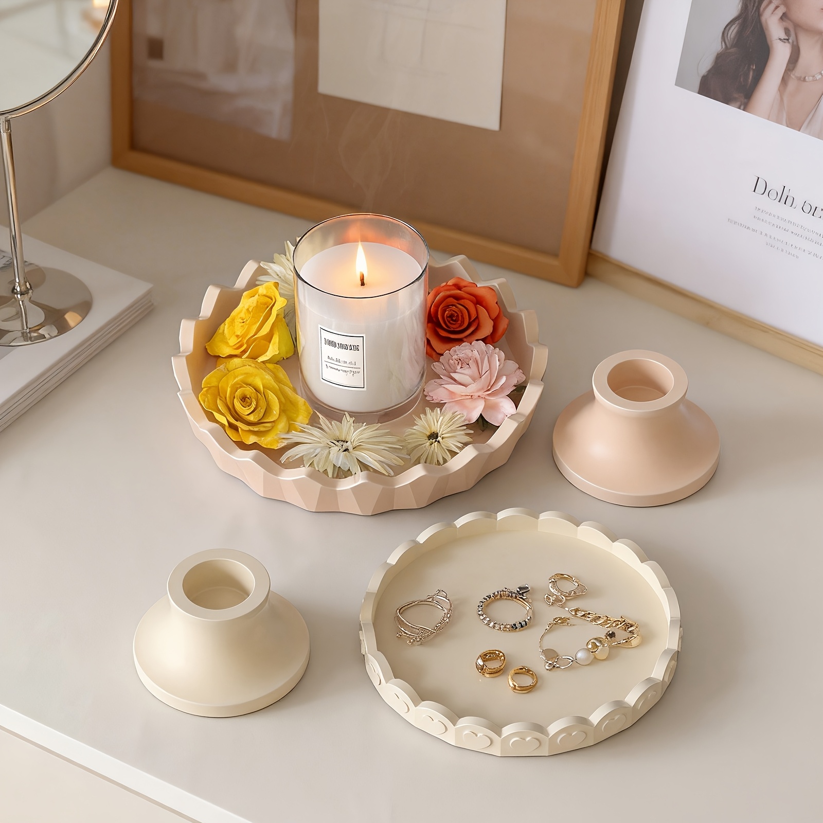 2個入りシリコントレイ型セット、石膏やコンクリート工芸品用の - Jewelry Making Mold のレビューと価格