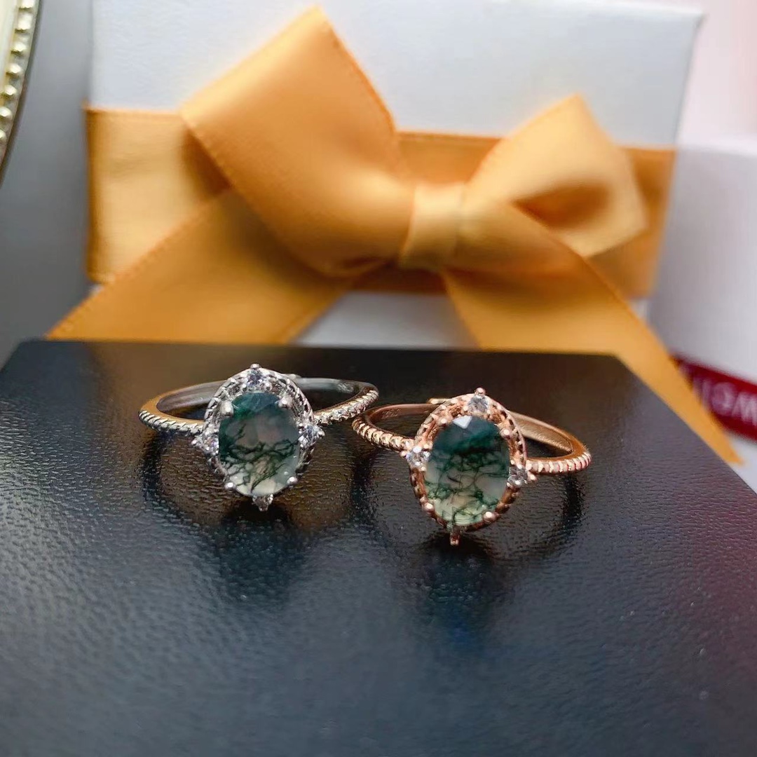 男性と女性のための天然石の海洋水苔瑪瑙リング,幾何学的なジュ - Jewelry Making University のレビューと価格
