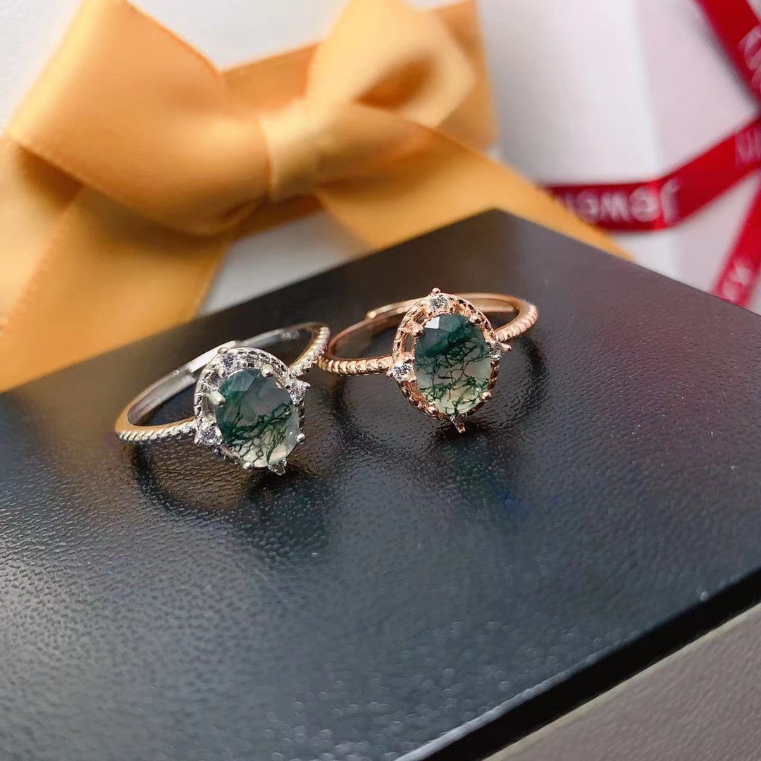男性と女性のための天然石の海洋水苔瑪瑙リング,幾何学的なジュ - Jewelry Making University のレビューと価格