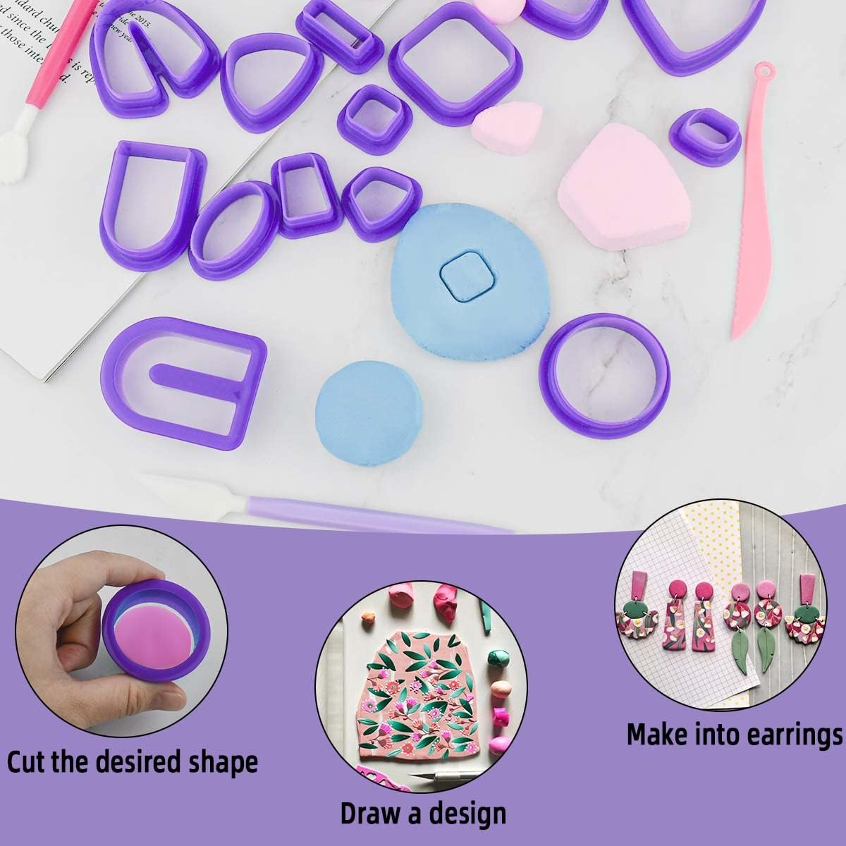ポリマークレイイヤリング作成キット、18個のツール、24個の - Jewelry Making Kits For Girls のレビューと価格