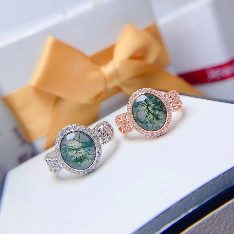 女性用925スターリングシルバーリング,モス瑪瑙ジェムストー - Jewelry Making University のレビューと価格