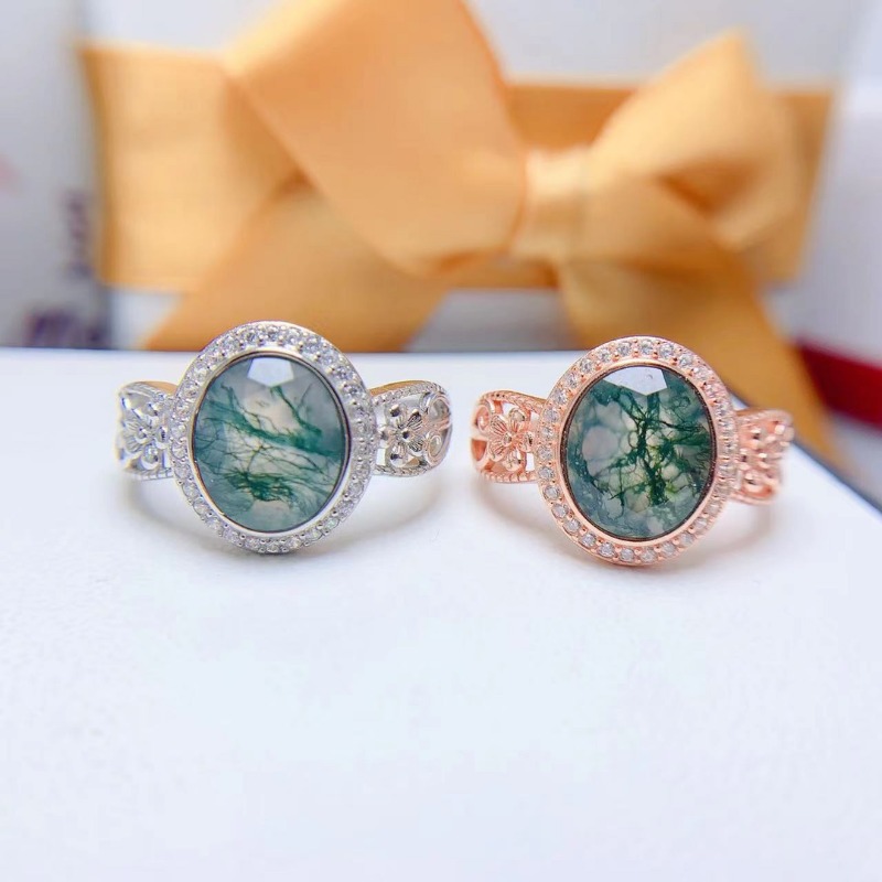 女性用925スターリングシルバーリング,モス瑪瑙ジェムストー - Jewelry Making University のレビューと価格