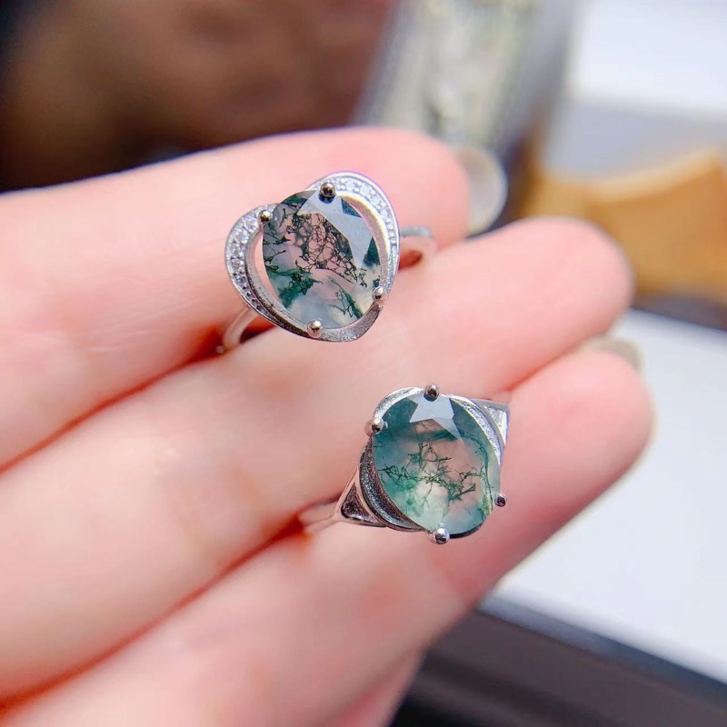 女性のための幾何学的な瑪瑙石のリングセット,本物の925スタ - Jewelry Making University のレビューと価格