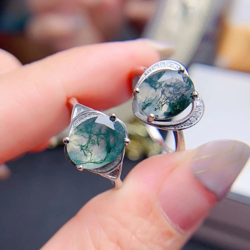 女性のための幾何学的な瑪瑙石のリングセット,本物の925スタ - Jewelry Making University のレビューと価格