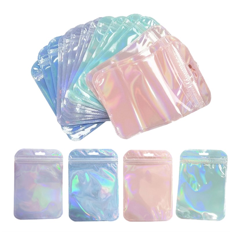 50 個ホログラフィックレーザー透明プラスチックジッパージュ - Jewelry Making Business のレビューと価格