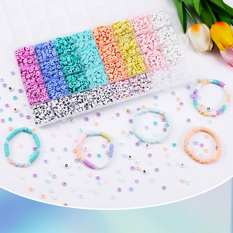 粘土ビーズブレスレット作成キット フラットプレッピービーズ  - Jewelry Making Kits For Girls のレビューと価格