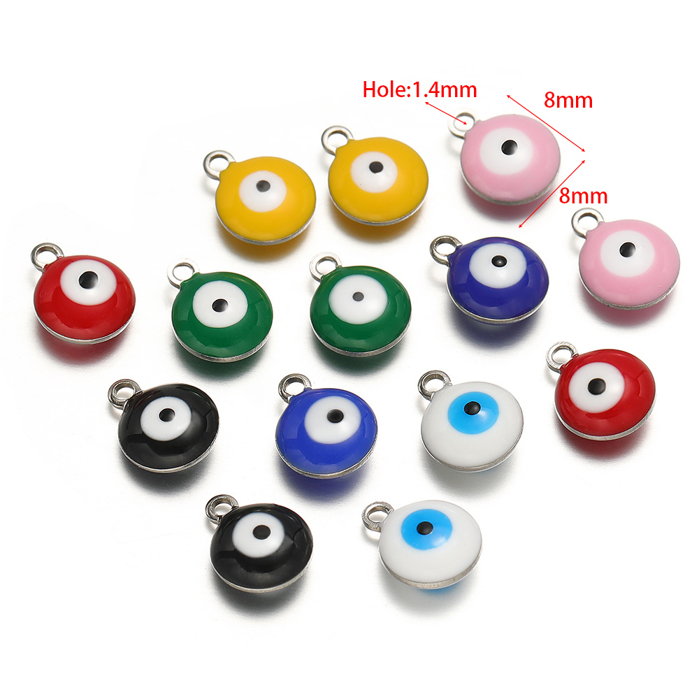20 ピース/ロット防水ステンレス鋼エナメル邪眼チャームネッ - Jewelry Making Materials Wholesale のレビューと価格