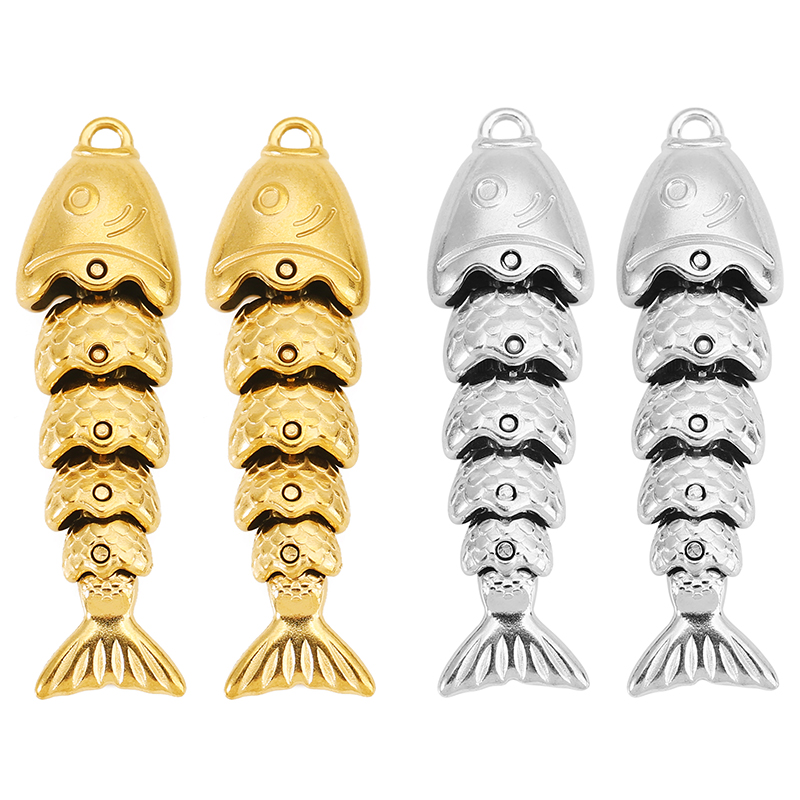 2 個ステンレス鋼スイングフィッシュチャームスプライスフィッ - Jewelry Making Materials Wholesale のレビューと価格