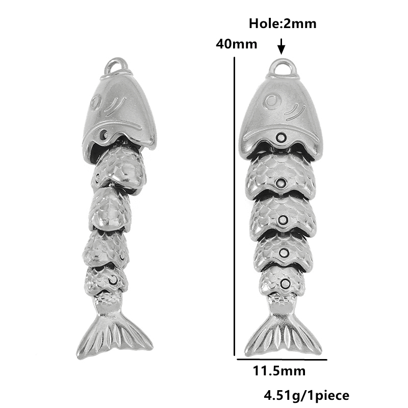 2 個ステンレス鋼スイングフィッシュチャームスプライスフィッ - Jewelry Making Materials Wholesale のレビューと価格