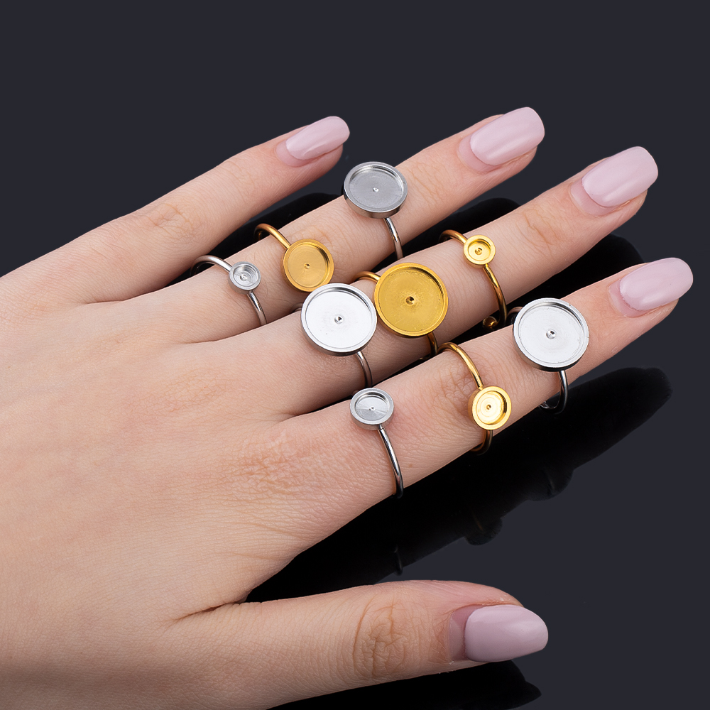 10 個調節可能なオープンフィンガーリング設定ステンレス鋼  - Ring Blank Adjustable のレビューと価格