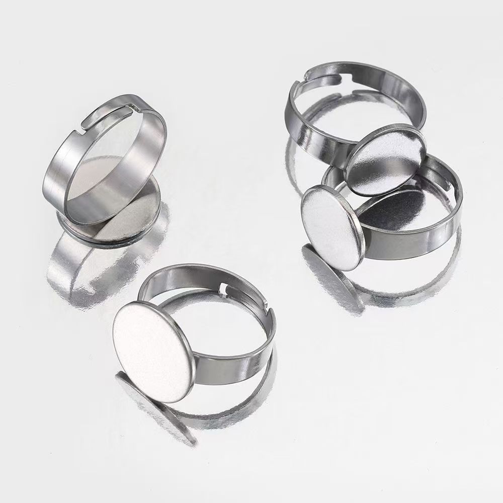 10個のステンレススチールリング、調節可能なリング、平らなベ - Ring Blank Adjustable のレビューと価格