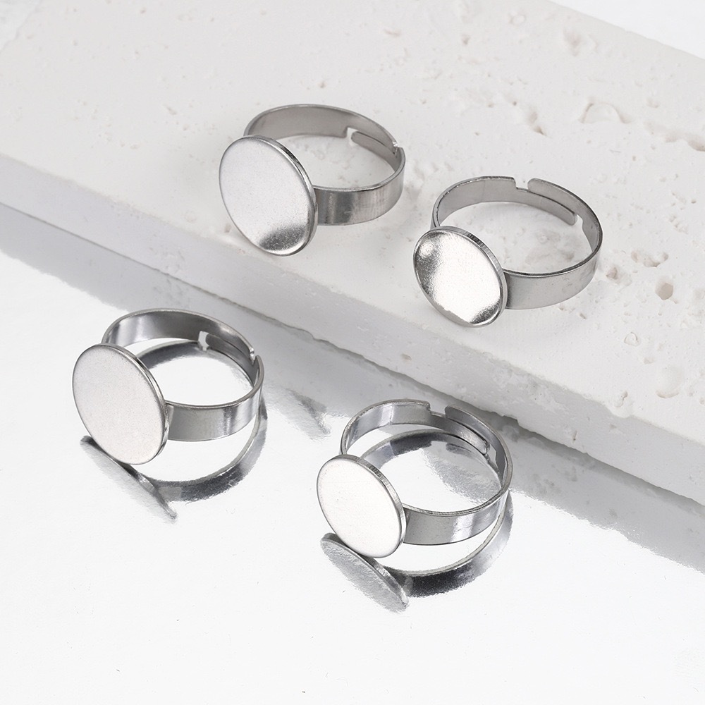 10個のステンレススチールリング、調節可能なリング、平らなベ - Ring Blank Adjustable のレビューと価格