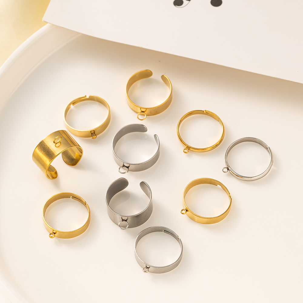 5 ピース/ロットステンレス鋼ゴールドカラーオープン調節可能 - Ring Blank Adjustable のレビューと価格