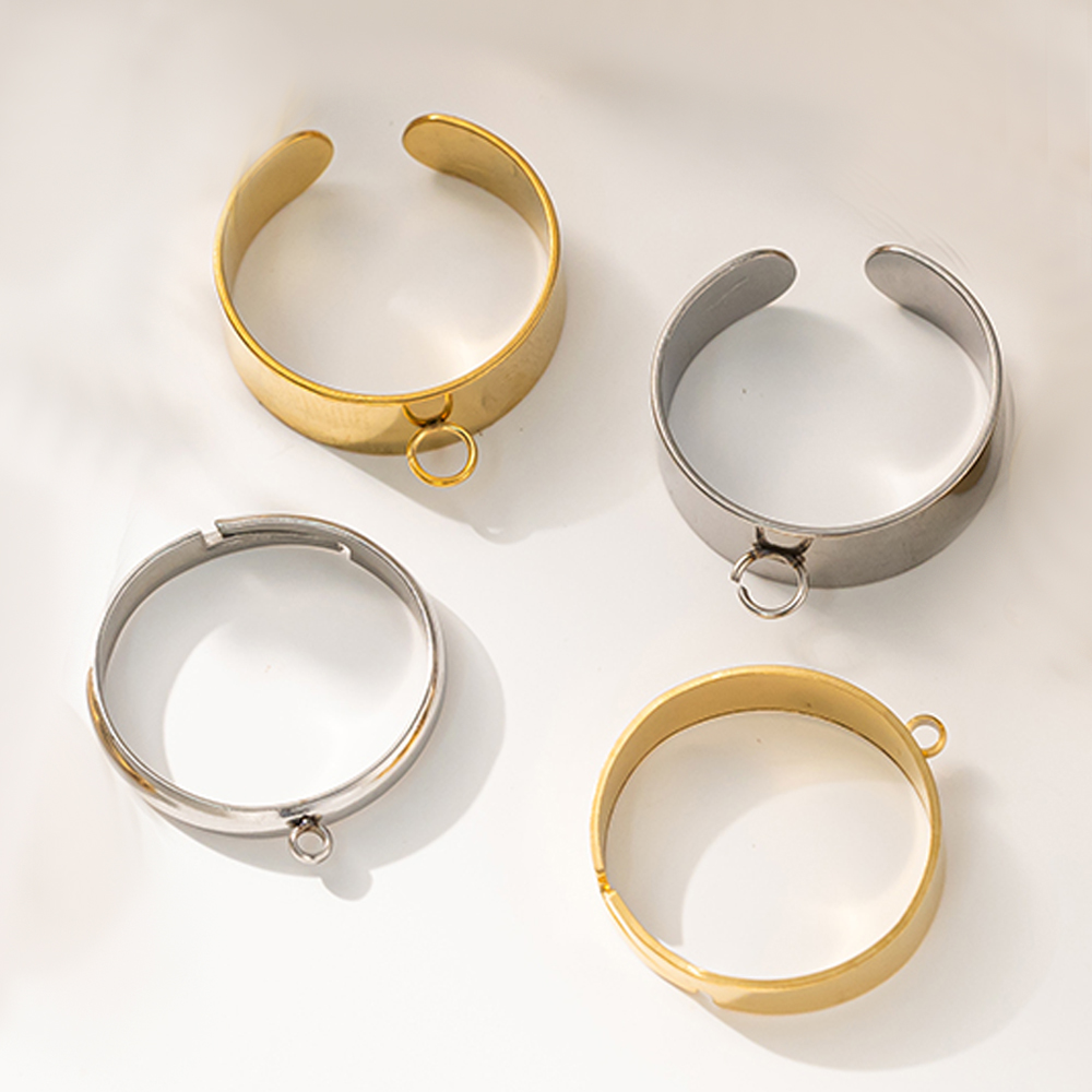 5 ピース/ロットステンレス鋼ゴールドカラーオープン調節可能 - Ring Blank Adjustable のレビューと価格