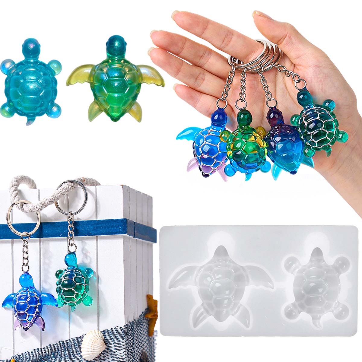 3D ウミガメキーホルダーシリコーン型 DIY 海洋テーマ動 - Jewelry Making Mold のレビューと価格