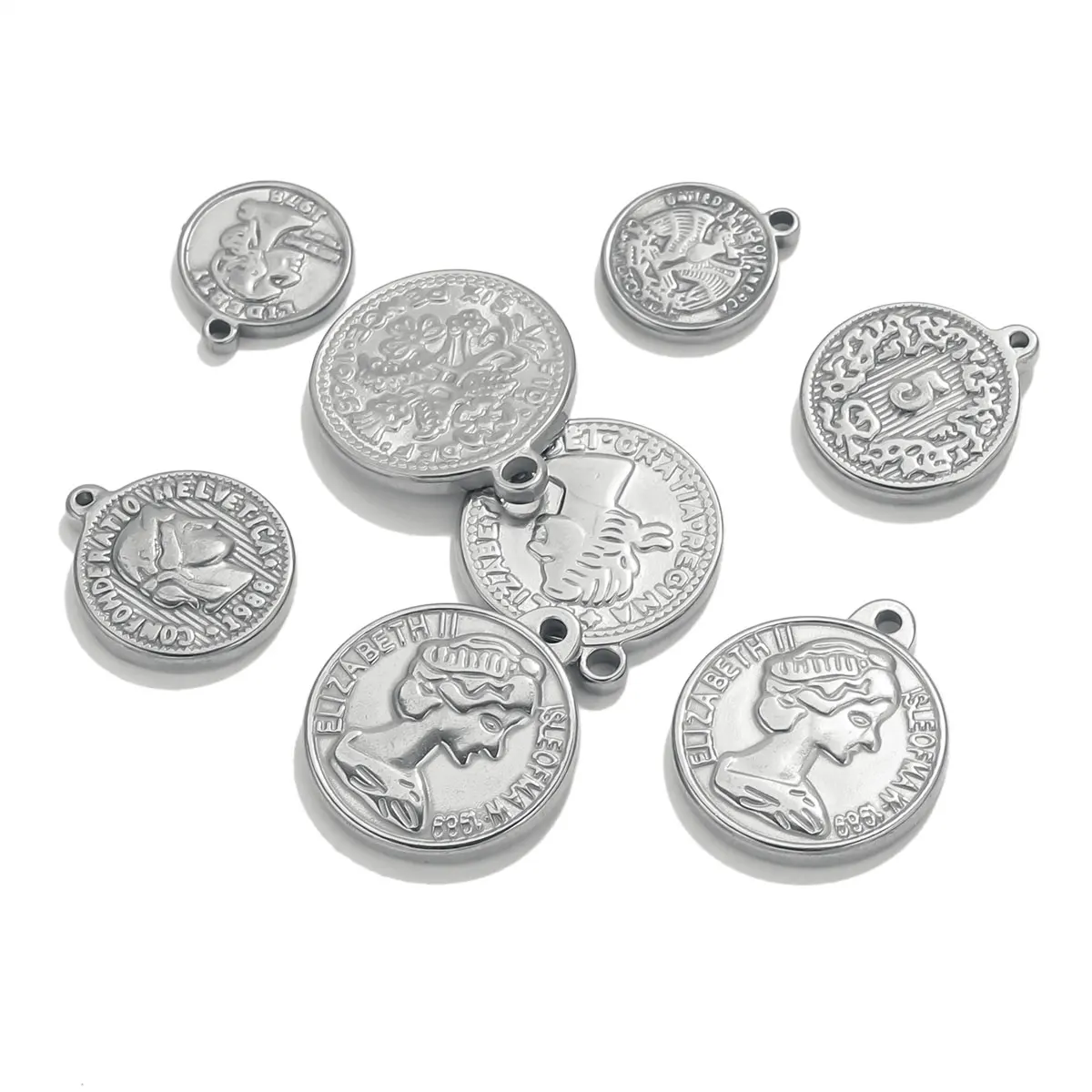 5 個のステンレス鋼メダルコインペンダントネックレスジュエリ - Jewelry Making Materials Wholesale のレビューと価格