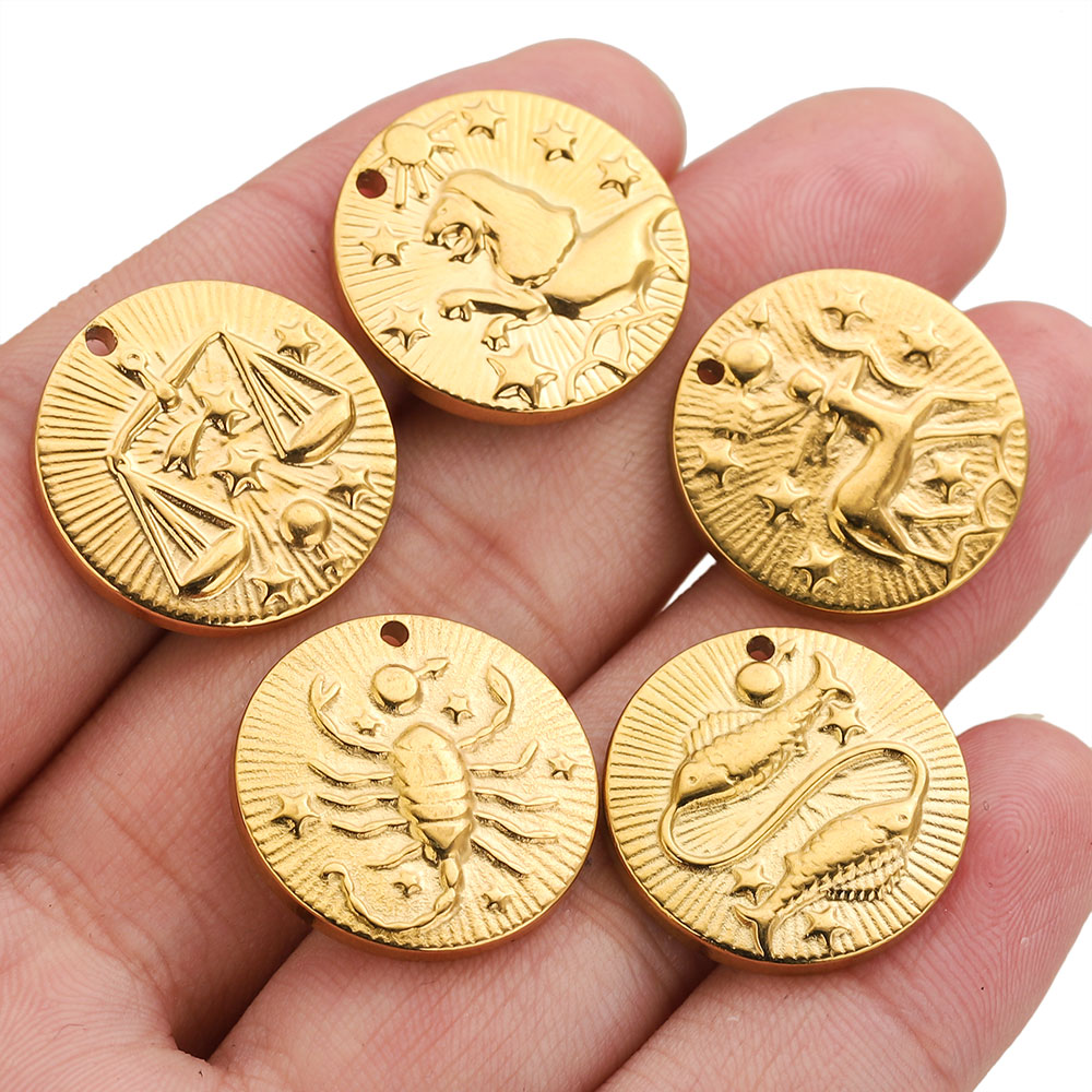 5個入り ステンレス製 12星座チャーム コネクター 金メッ - Jewelry Making Materials Wholesale のレビューと価格