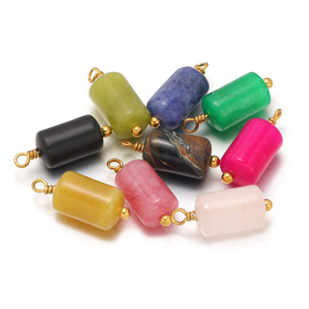 10 個ステンレス鋼天然石チャームシリンダーペンダントバルク - Jewelry Making Materials Wholesale のレビューと価格