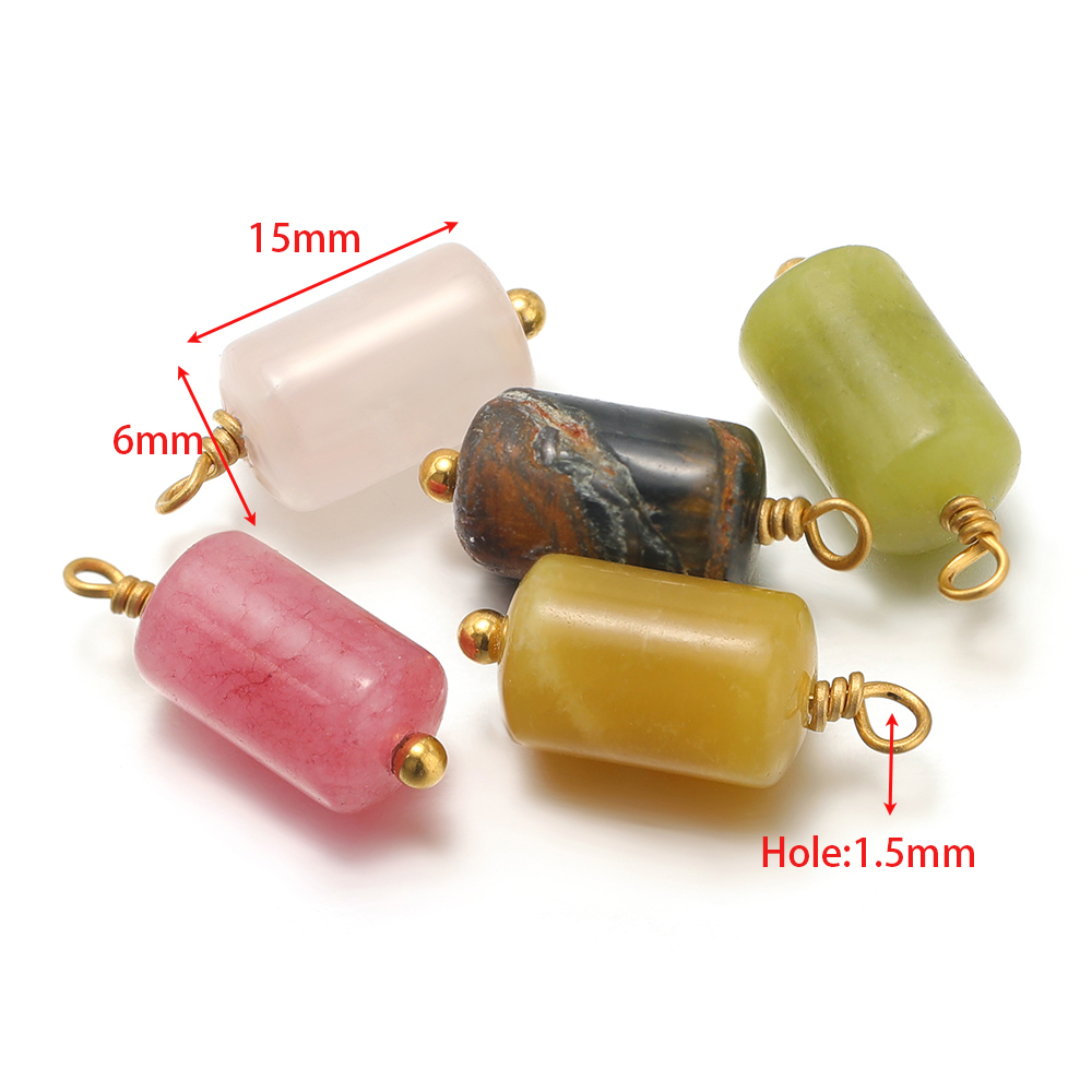 10 個ステンレス鋼天然石チャームシリンダーペンダントバルク - Jewelry Making Materials Wholesale のレビューと価格